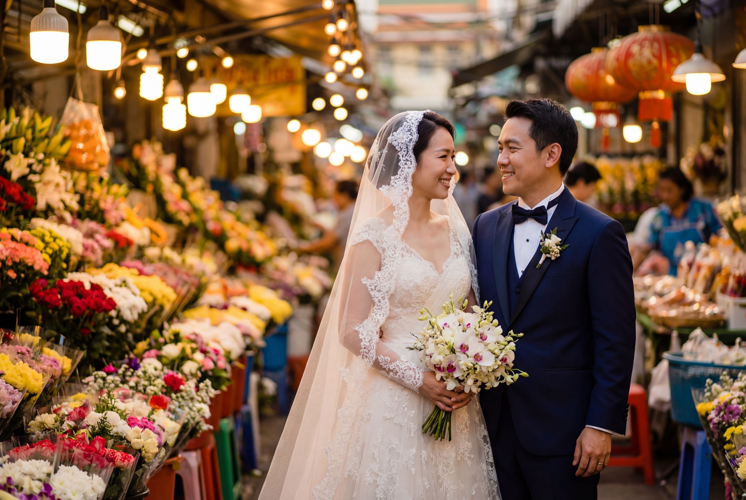 Pak Khlong Talat (Flower Market) wedding photography Bangkok 