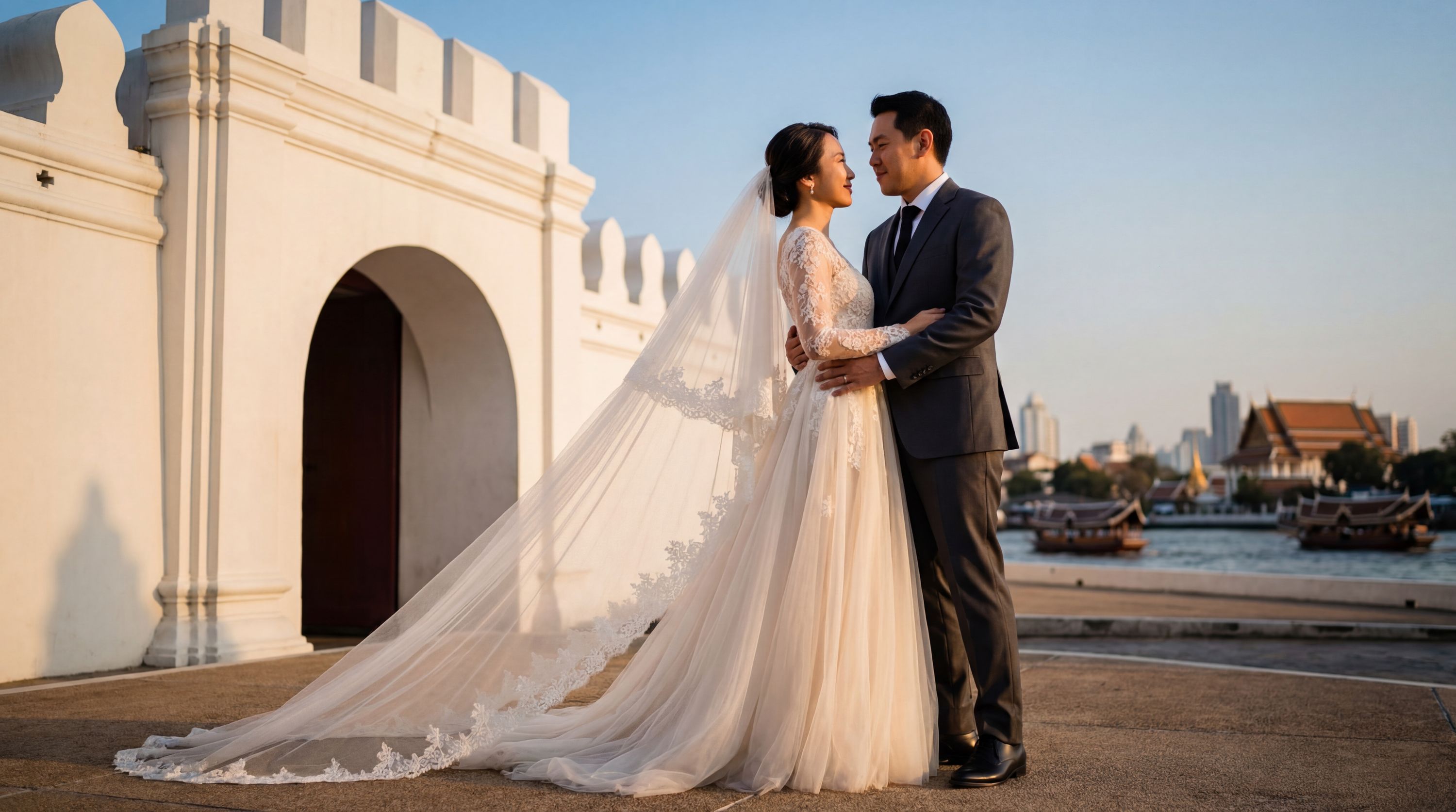 Phra Sumen Fort & Santichaiprakarn Park wedding photography Bangkok 