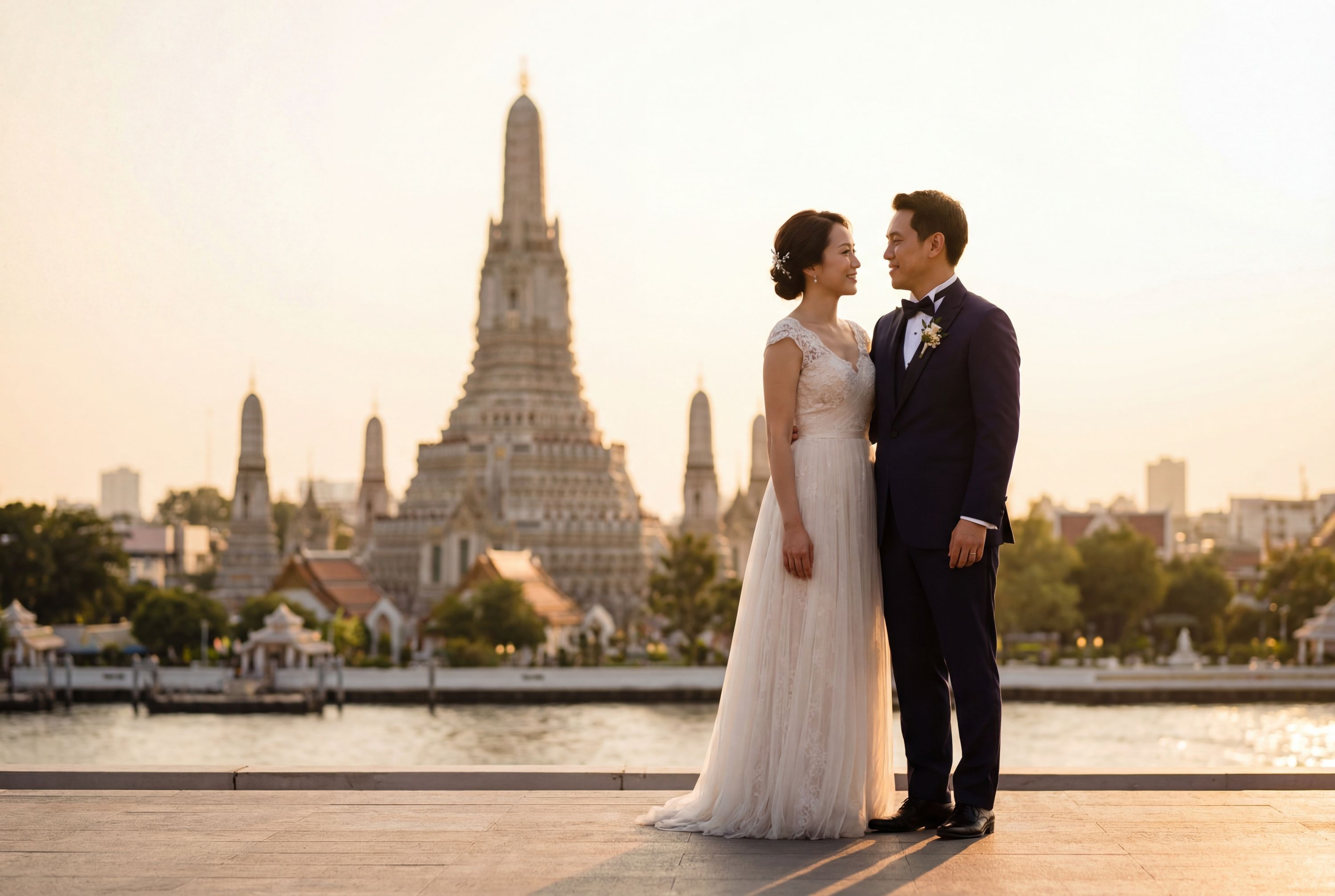 Wat Arun (Temple of Dawn) wedding photography Bangkok 