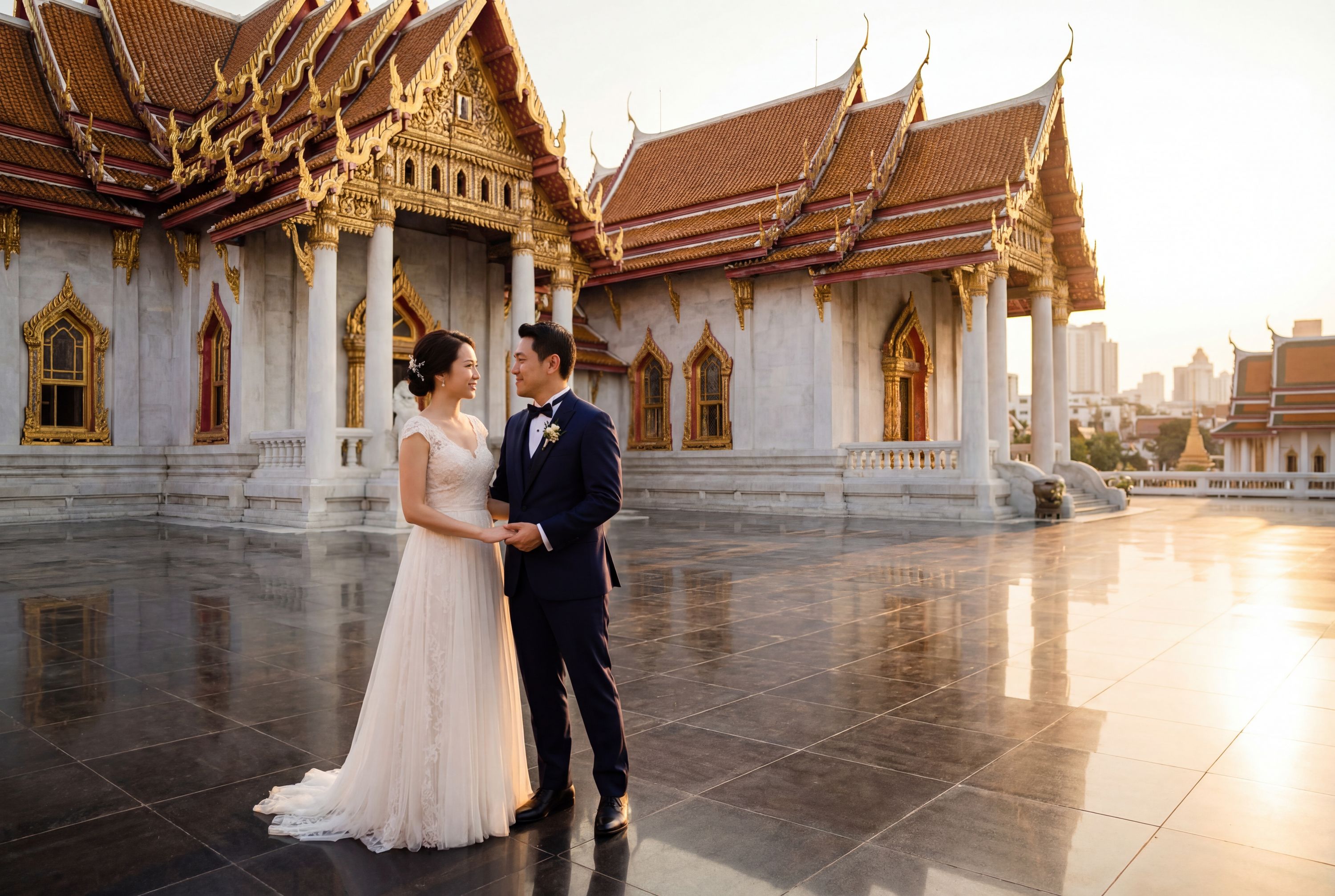 Wat Benchamabophit (The Marble Temple) wedding photography Bangkok 