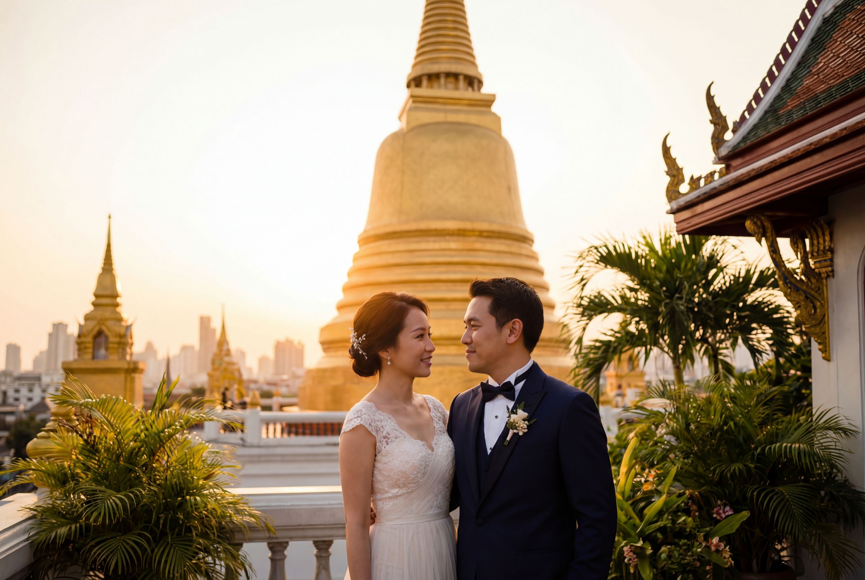 Wat Saket (The Golden Mount) wedding photography Bangkok 