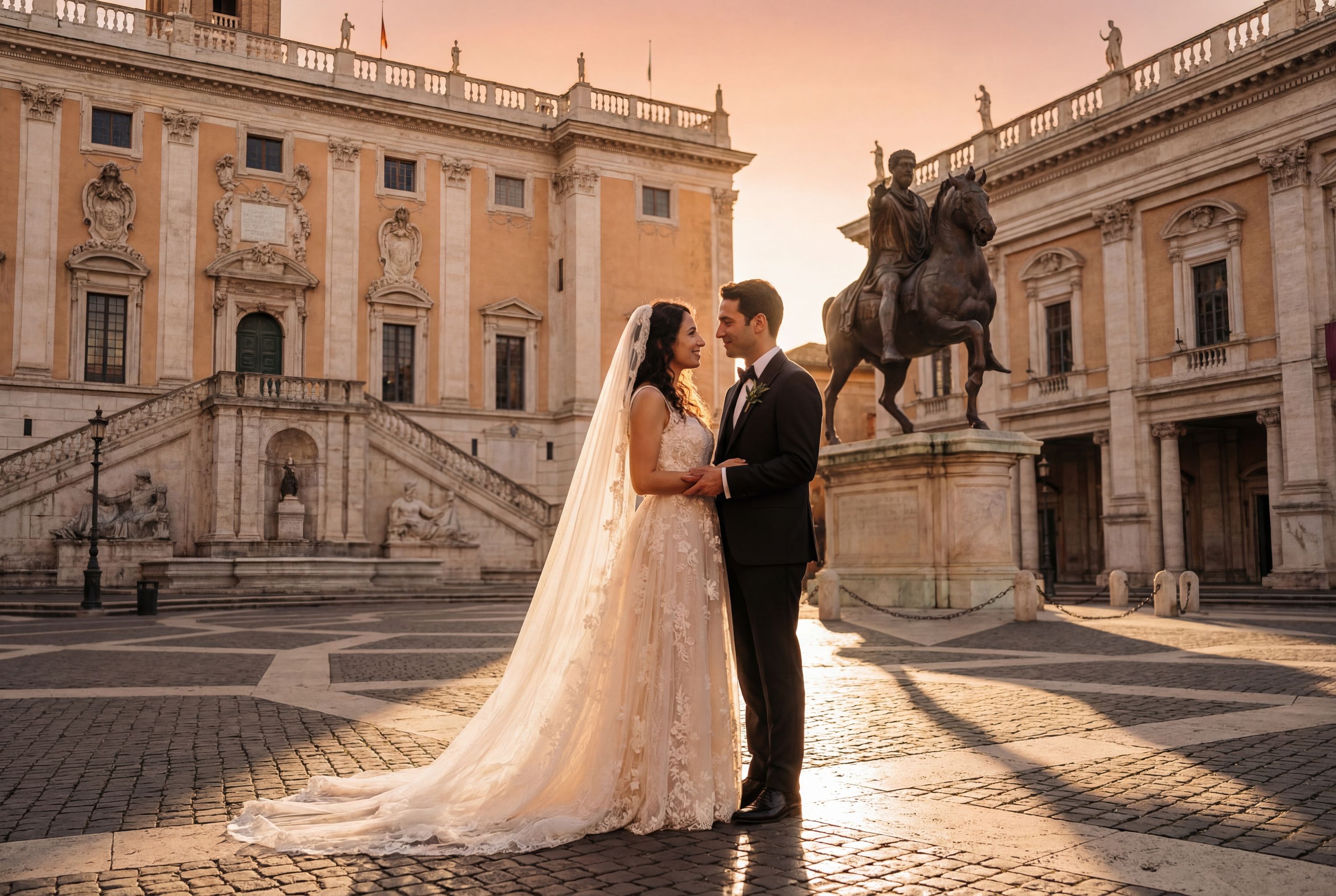 Capitoline Hill (Piazza del Campidoglio) wedding photography Rome 