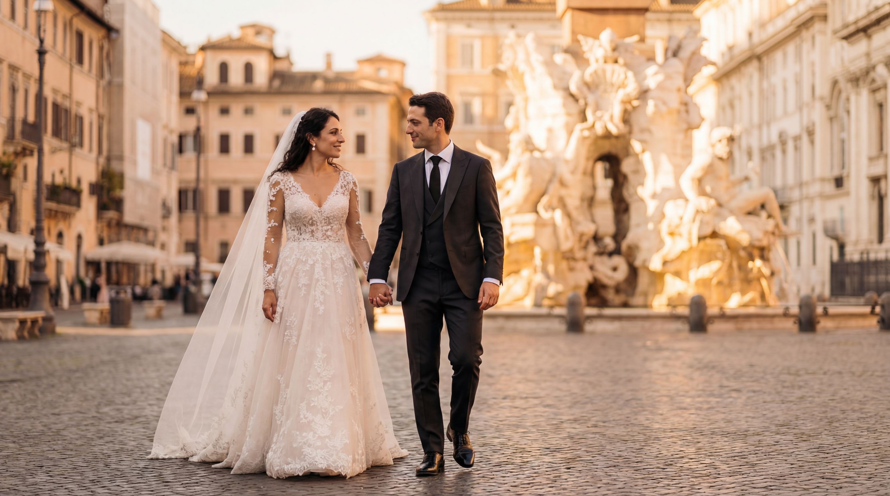 Piazza Navona wedding photography Rome 