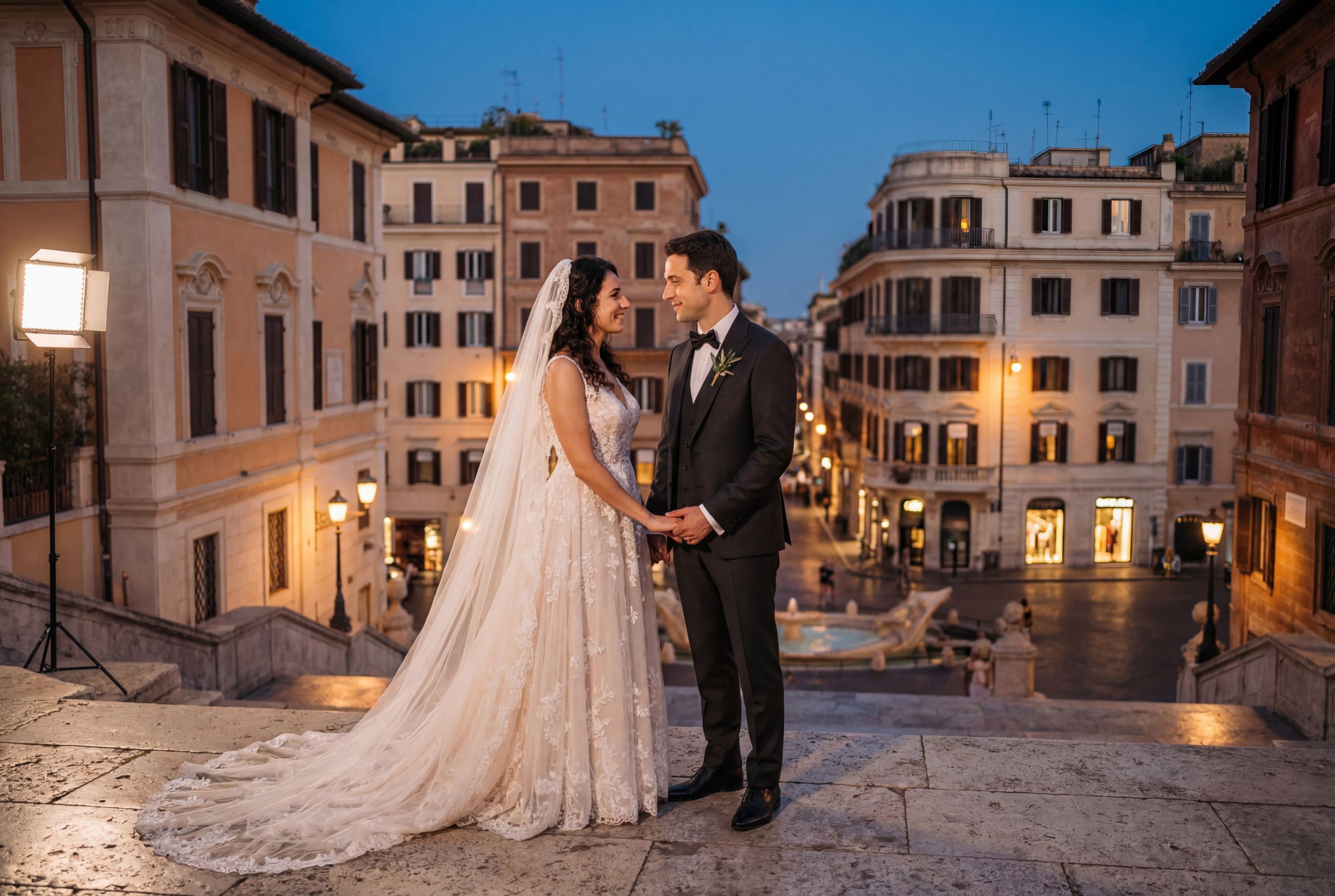 Spanish Steps (Piazza di Spagna) wedding photography Rome 