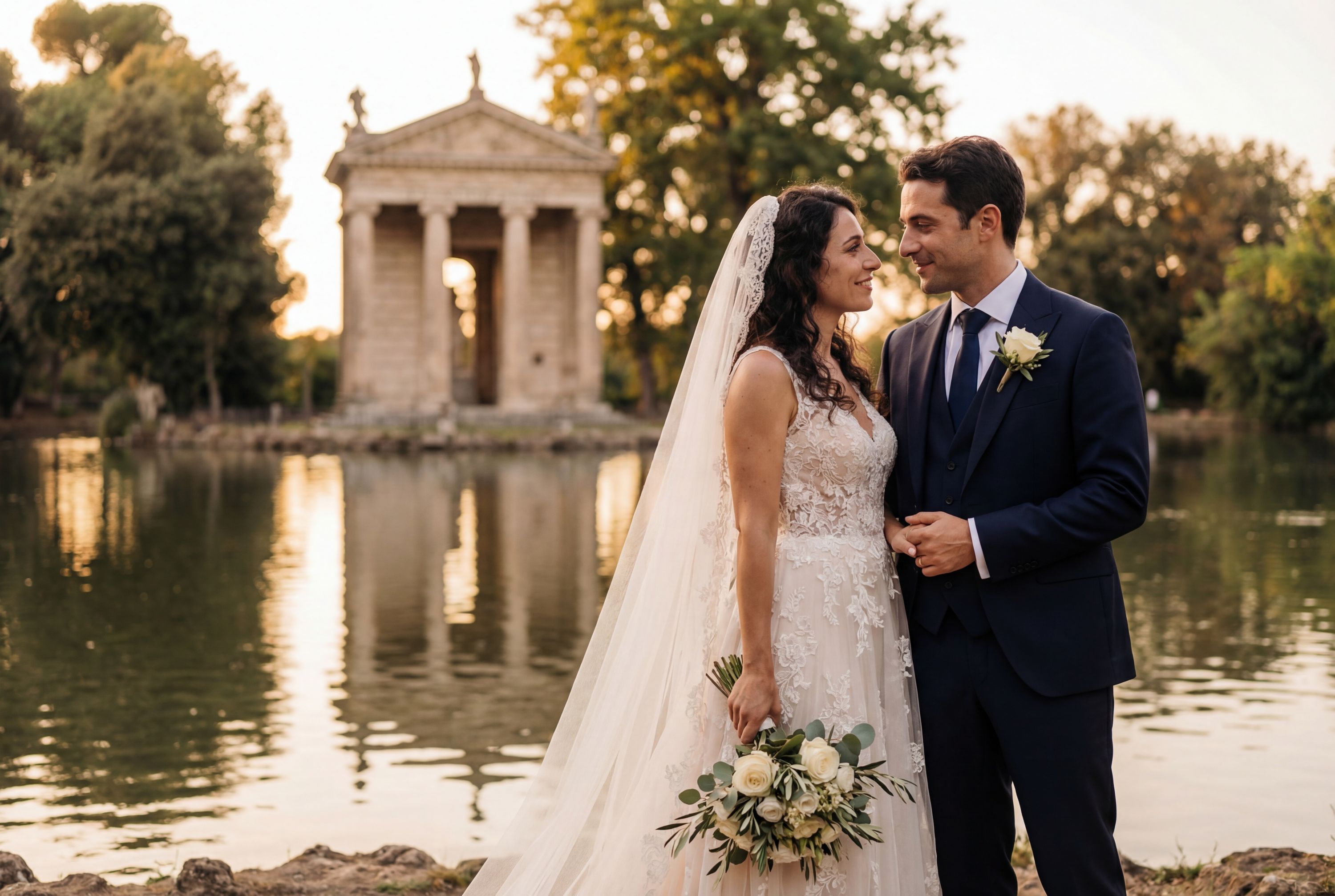 Villa Borghese Gardens wedding photography Rome 