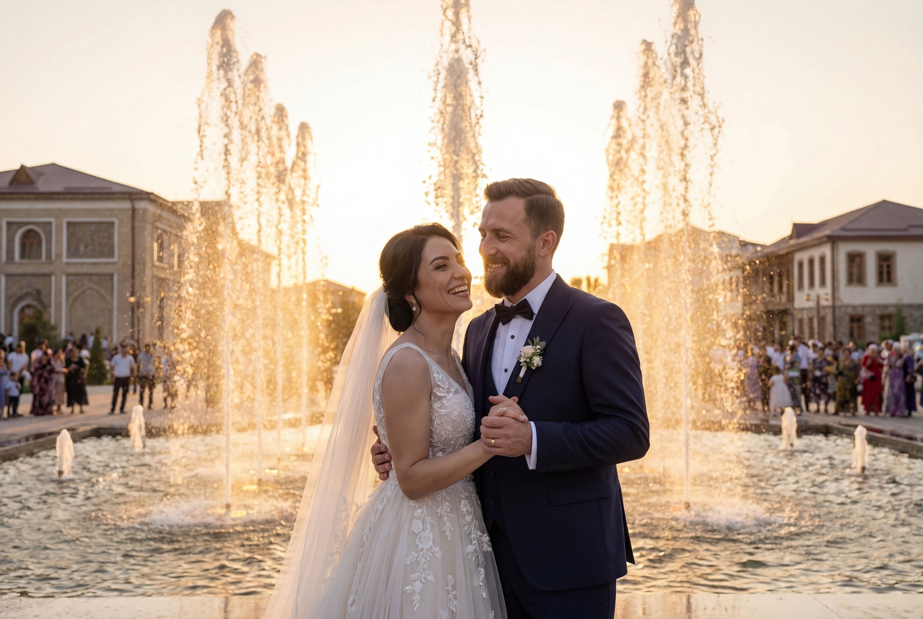 Wedding photography Kulob - Central City Square with Fountains