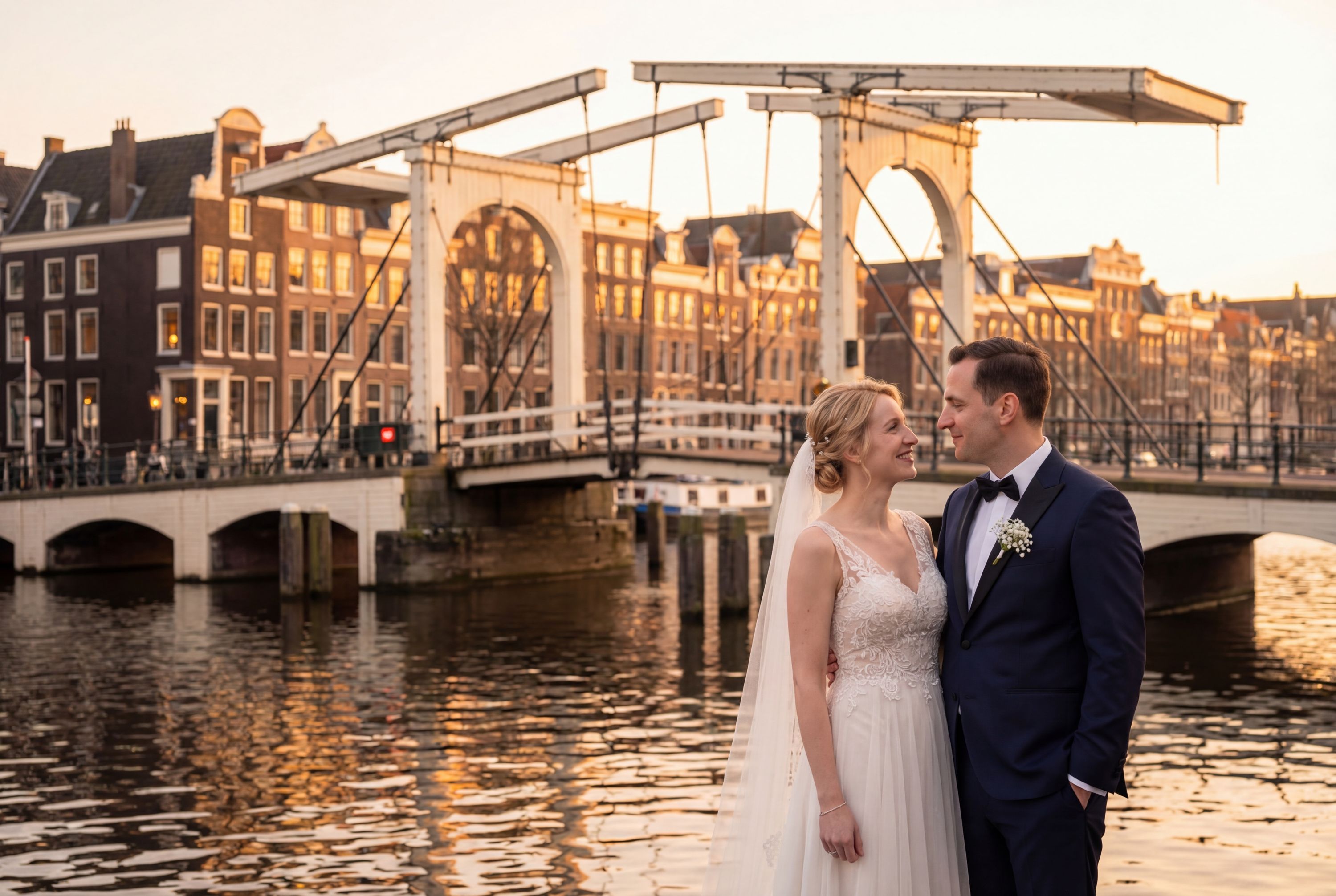 Magere Brug (Skinny Bridge) wedding photography Amsterdam Netherlands