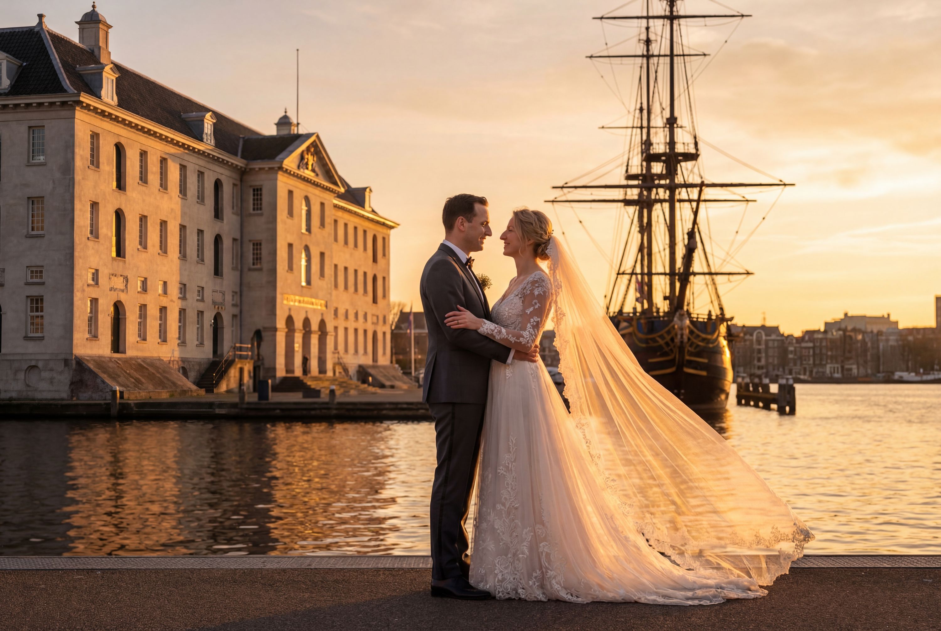 Scheepvaartmuseum (National Maritime Museum) & VOC Ship wedding photography Amsterdam Netherlands