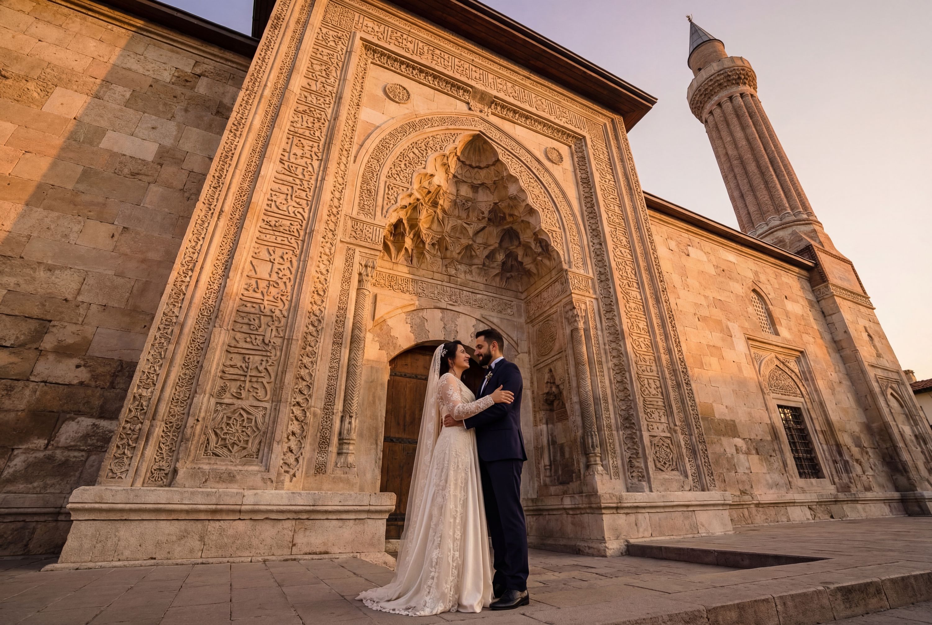 Wedding photography Konya - Ince Minareli Medrese (Museum of Stone and Wood Arts)