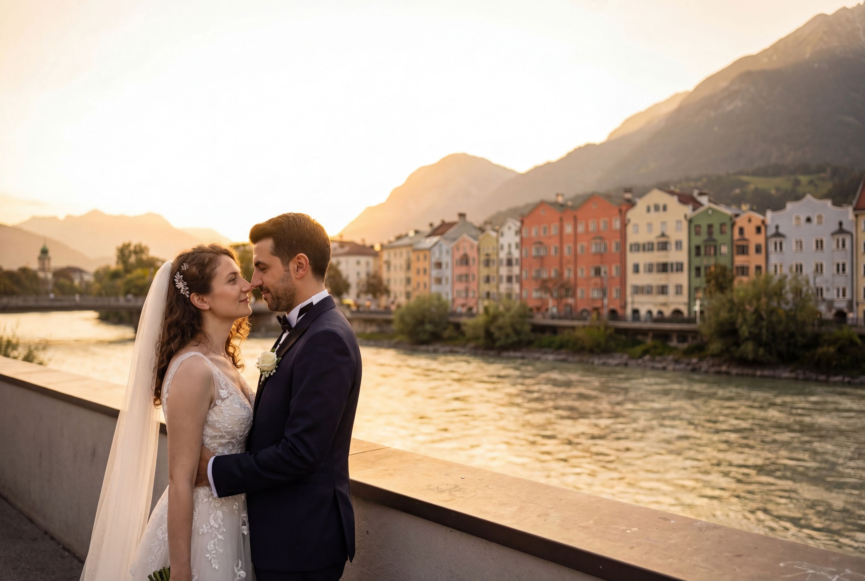 Wedding photography Innsbruck - River Inn Embankment (Innufer)