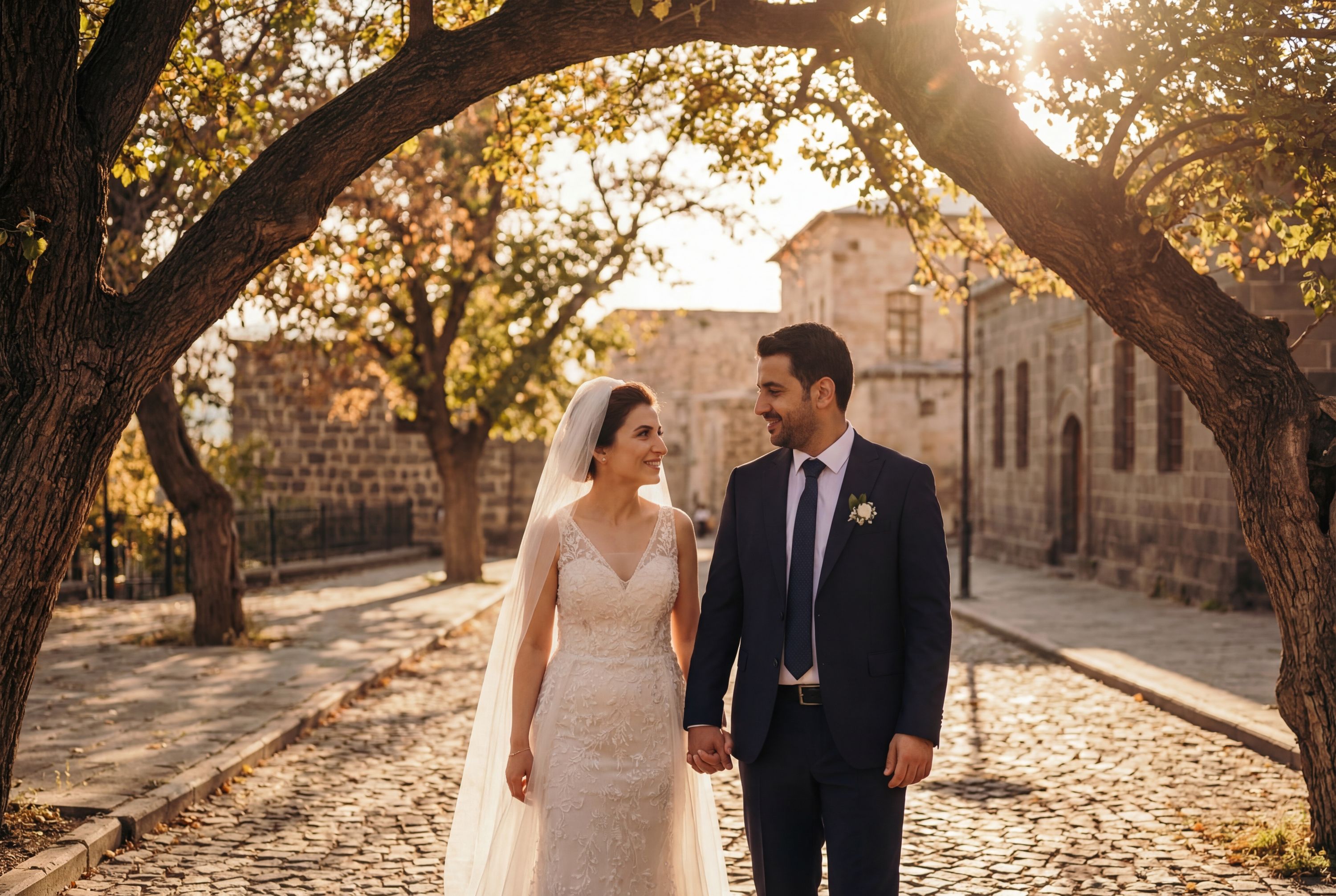 Kars wedding photography — couple at Ani Ruins with Eastern Anatolian landscape
