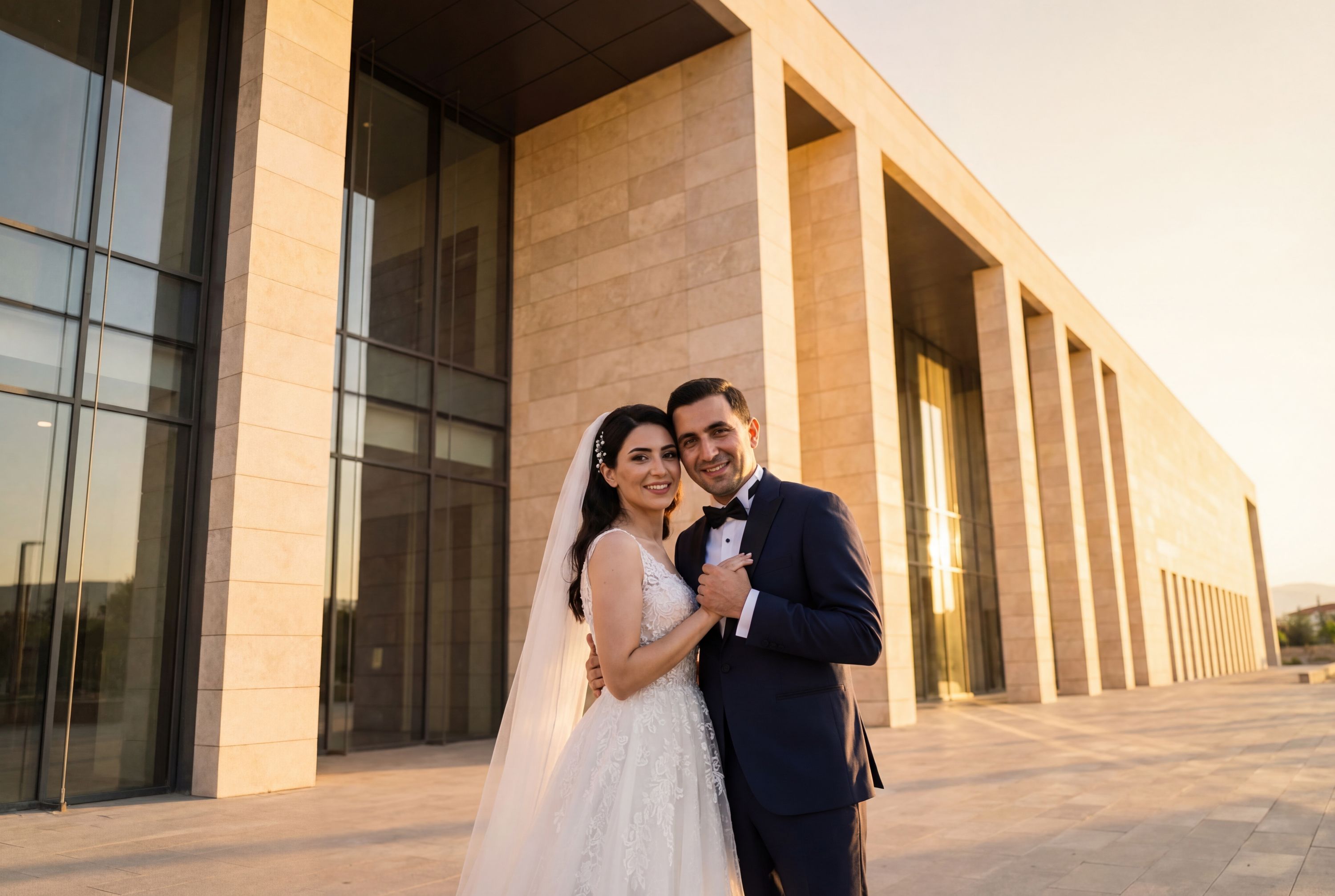 Isparta wedding photography — couple in rose gardens with mountain panorama