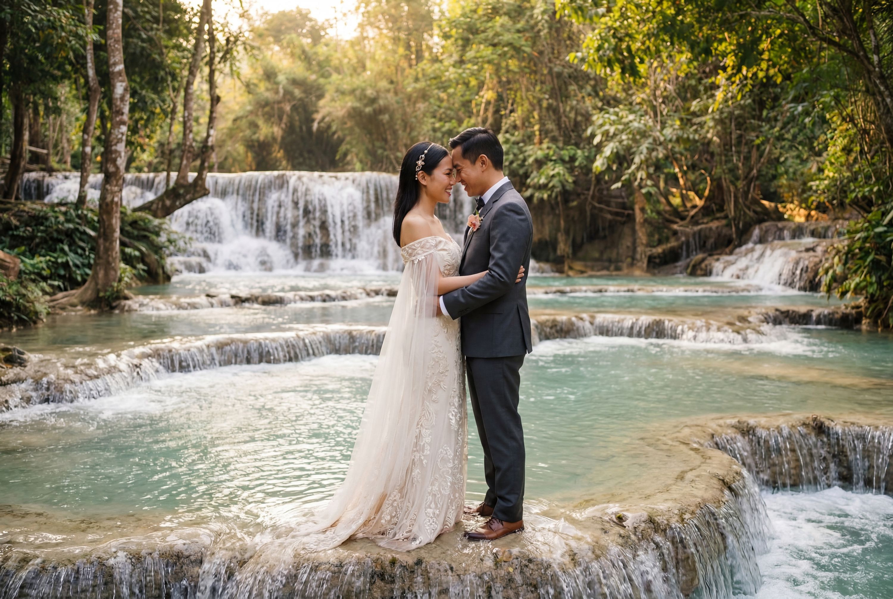 Wedding photography Luang Prabang - Kuang Si Falls