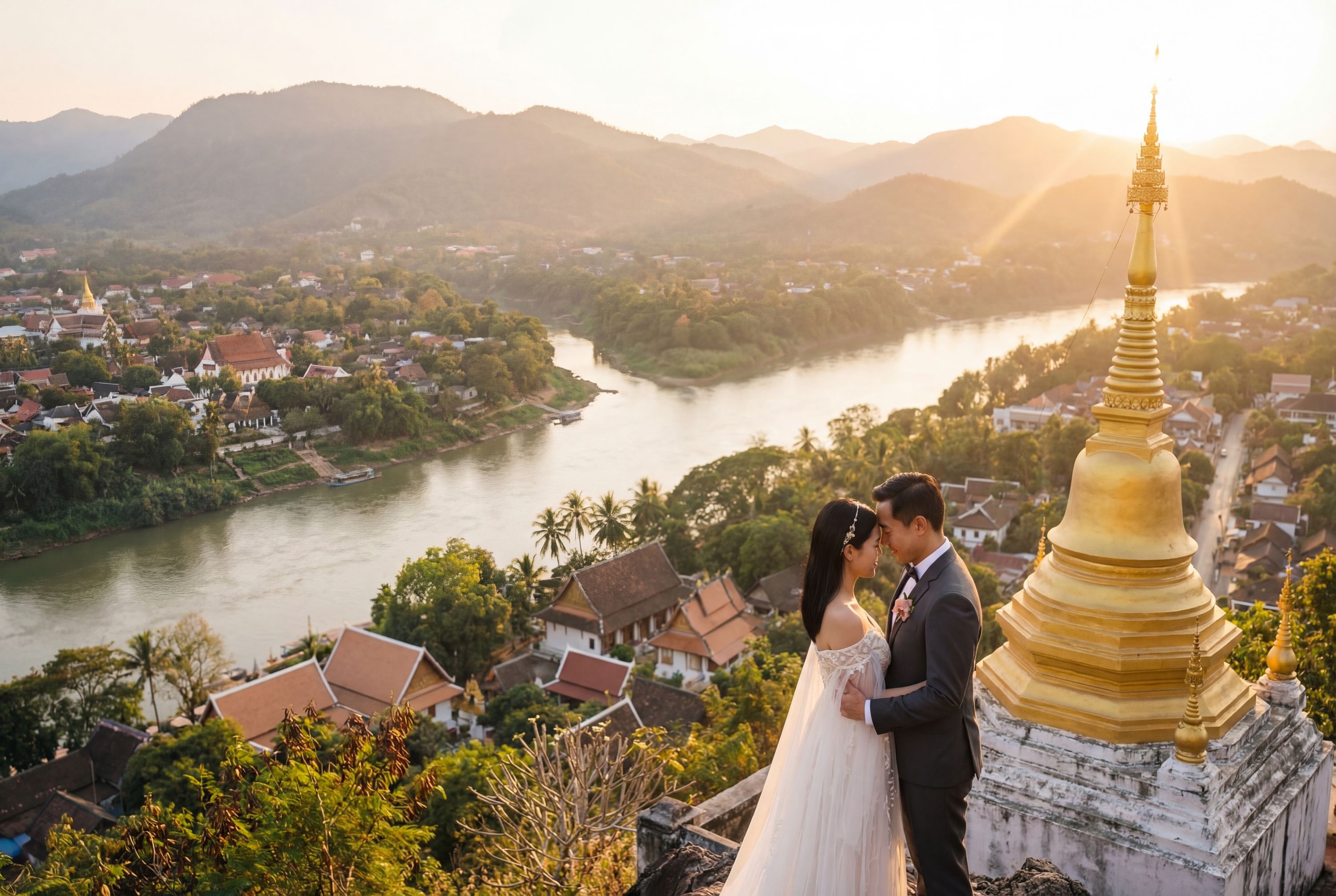Wedding photography Luang Prabang - Mount Phousi