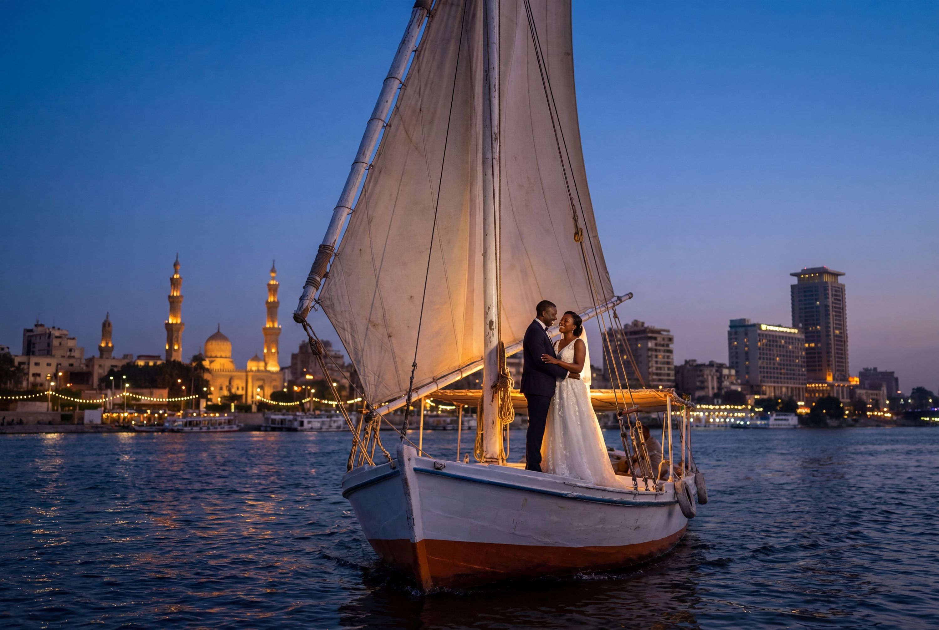 Nile River (Felucca & Corniche) wedding photography Cairo 