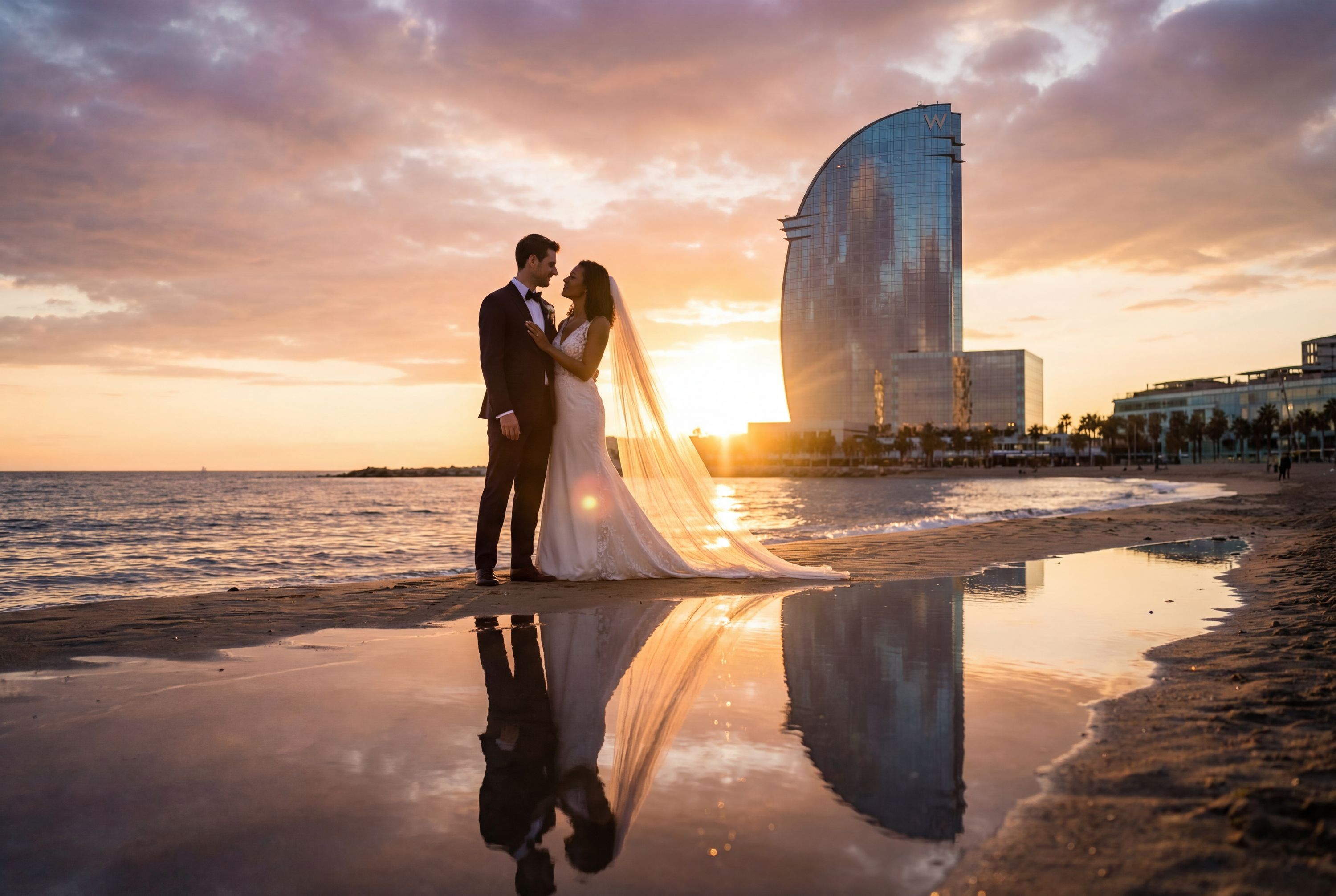 Barceloneta Beach & W Hotel wedding photography Barcelona 