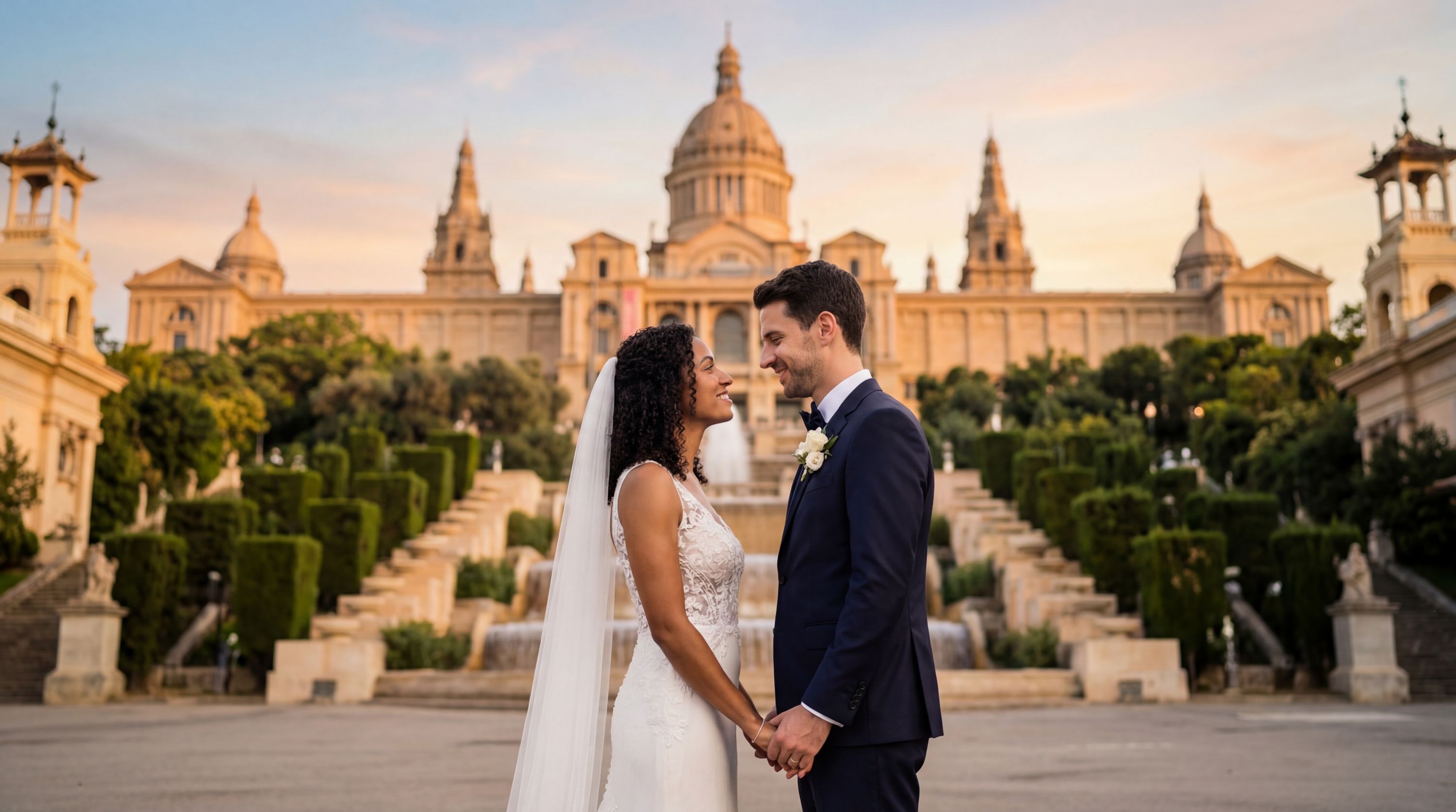 Montjuïc (Palau Nacional & Gardens) wedding photography Barcelona 