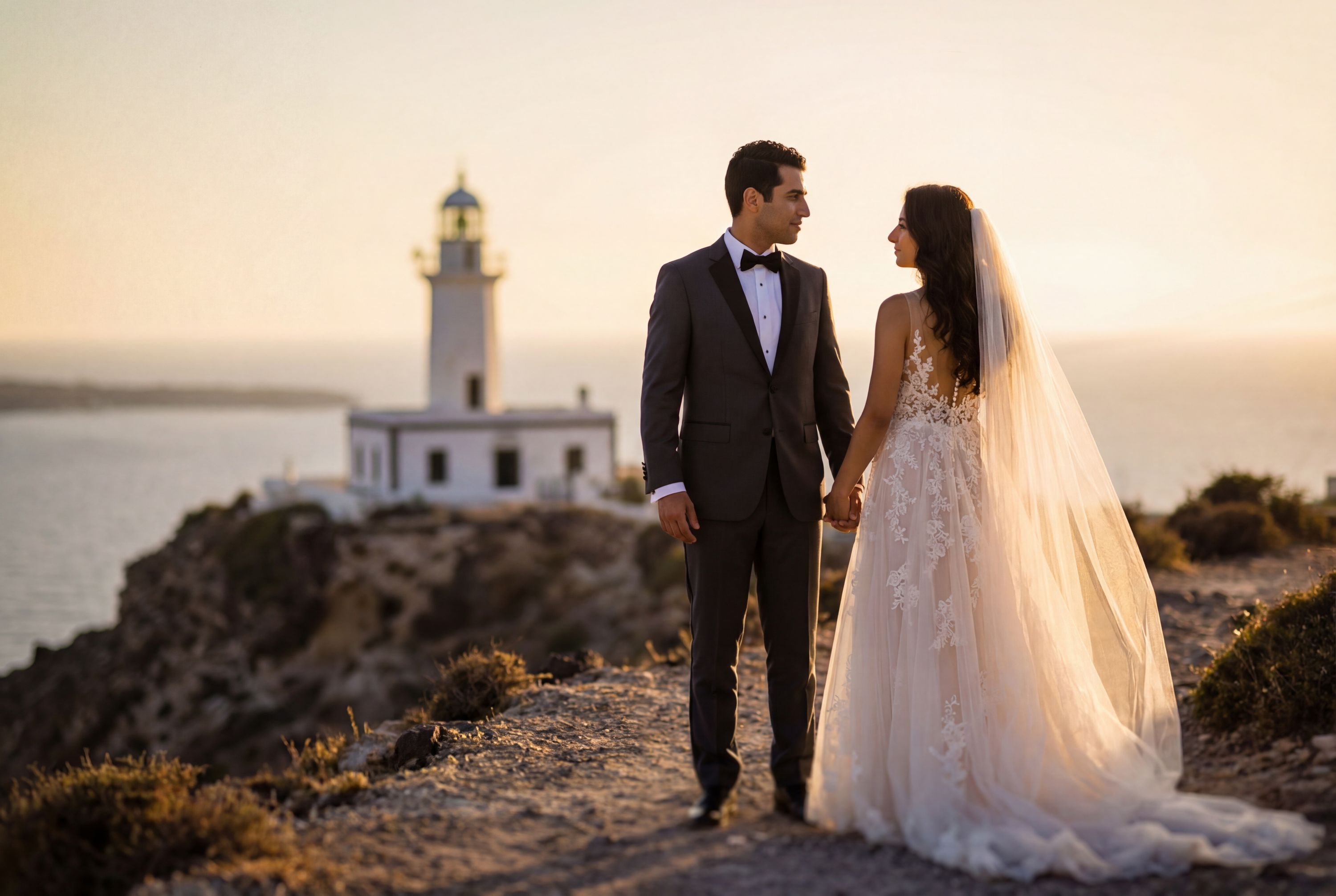 Akrotiri Lighthouse wedding photography Santorini 