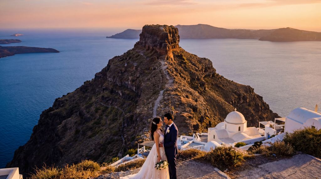Skaros Rock (view from Imerovigli) wedding photography, Santorini, Skaros Rock (view from Imerovigli) wedding photography, Santorini,