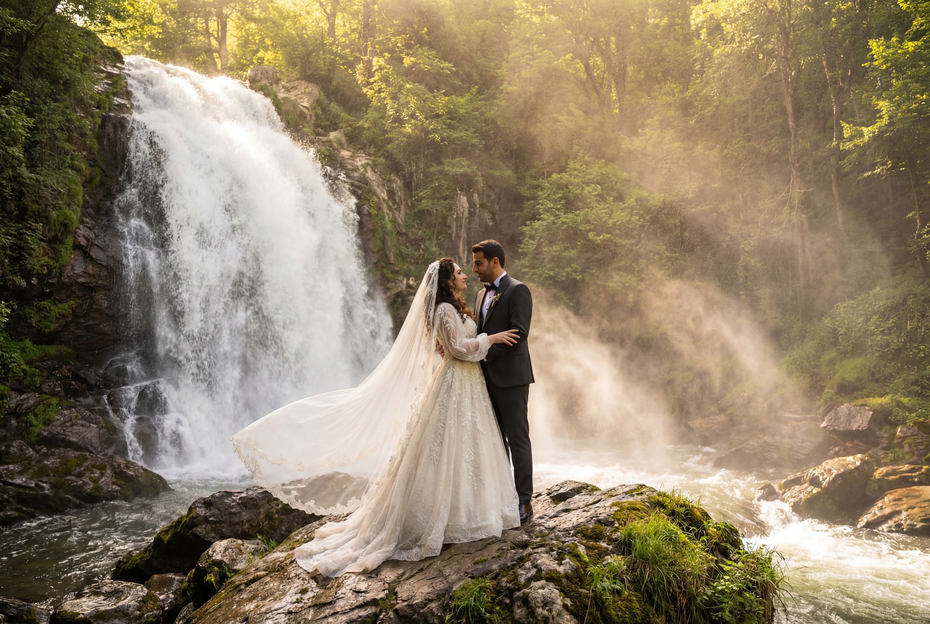 Mençuna Waterfall wedding photography Artvin 