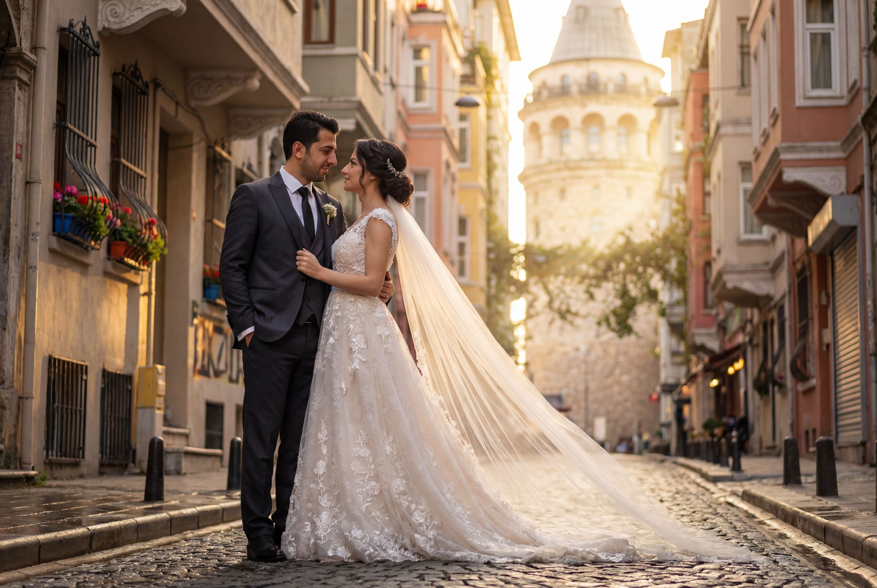 Galata Tower & Streets wedding photography Istanbul 
