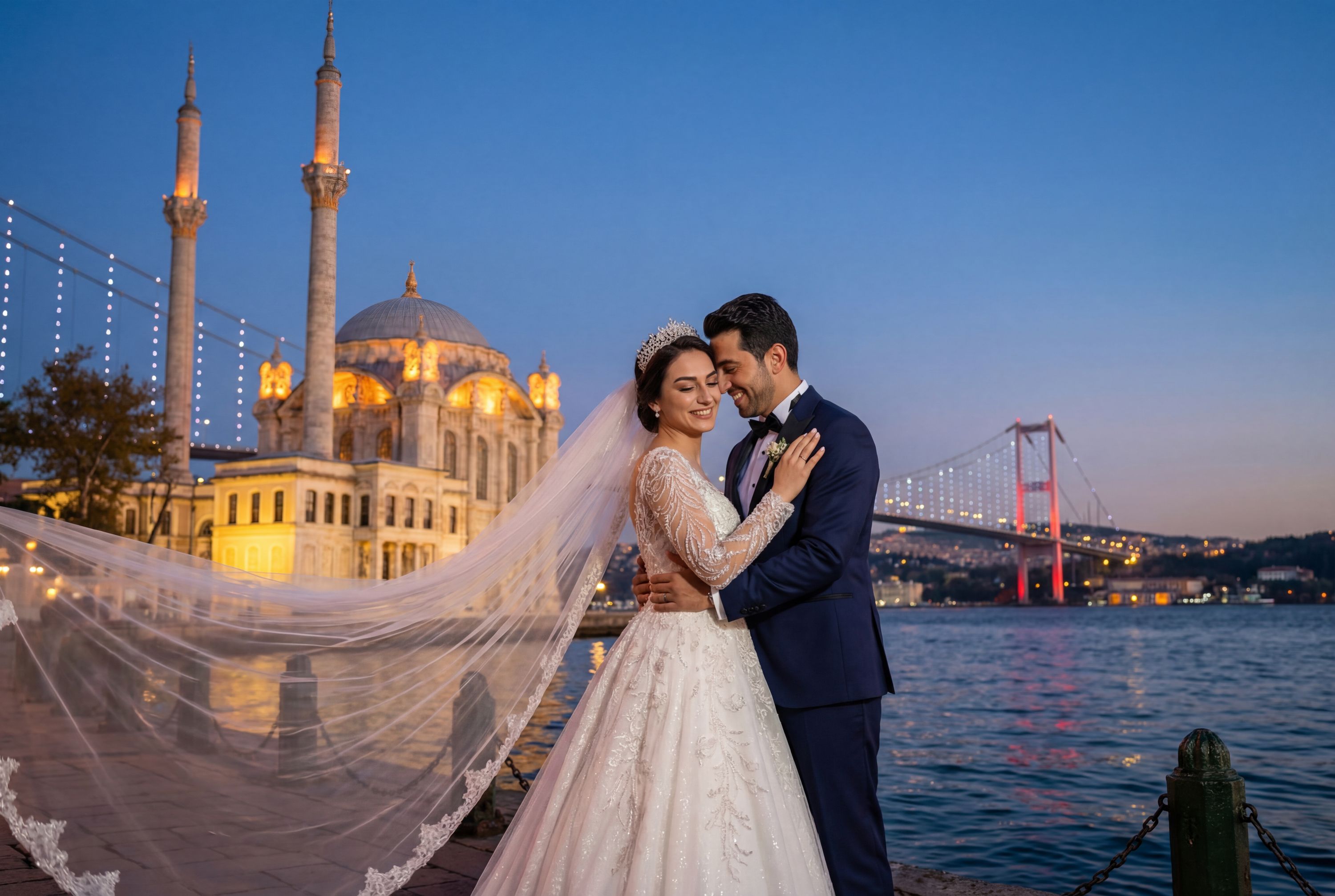 Ortaköy Mosque & Bosphorus Bridge wedding photography Istanbul 
